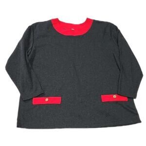 Plus Womens 20W Long Sleeve Gray Red Top Combinations NWOT Shoulder Pads